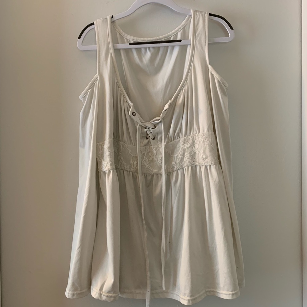 Lace-Up, Cut-off-Shoulder Blouse
